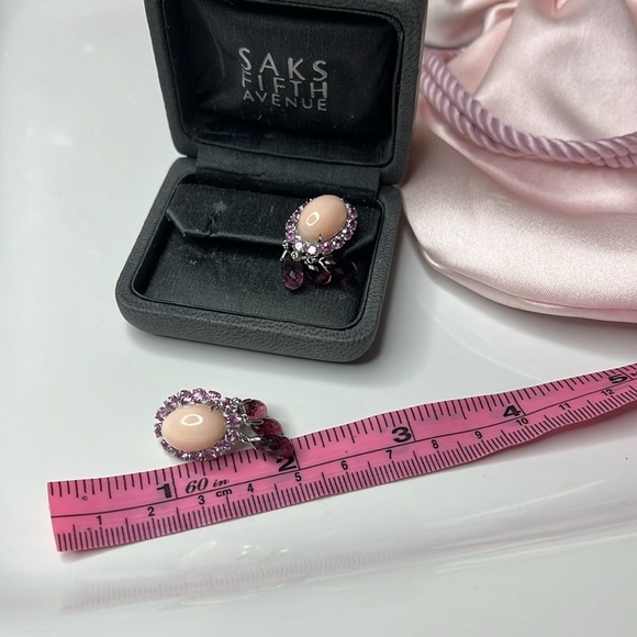 18KT PINK OPAL, PINK SAPPHIRE & PINK TOURMALINE EARRINGS - Picture 7 of 9